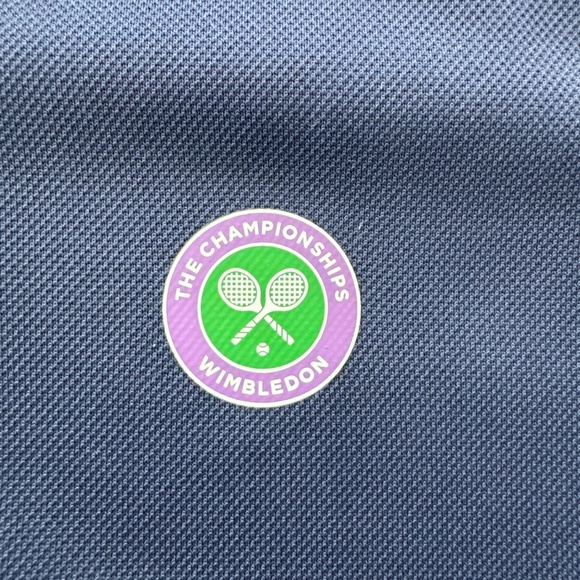 NWT Wimbledon Contrast Back V-Neck Performance Tee in Navy and White - Picture 3 of 5